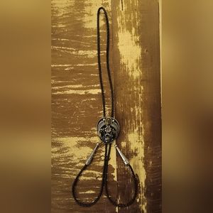 SOLD!Handmade Western Bolo-Tigers Eye,Ruby Leaf & Floral Design-Unisex-WORN ONCE